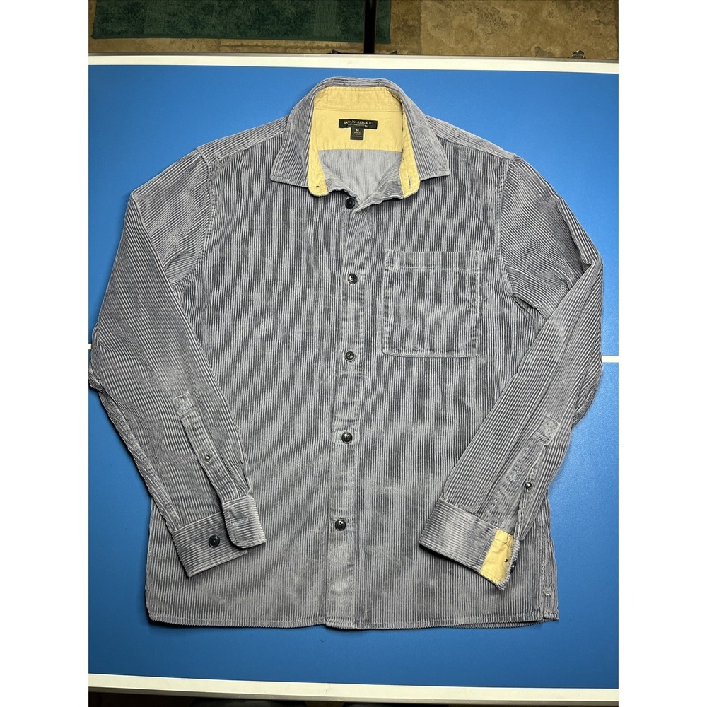 Banana Republic Men's Blue Gray Button-Up Shirt, Size M Organic Cotton Nice!